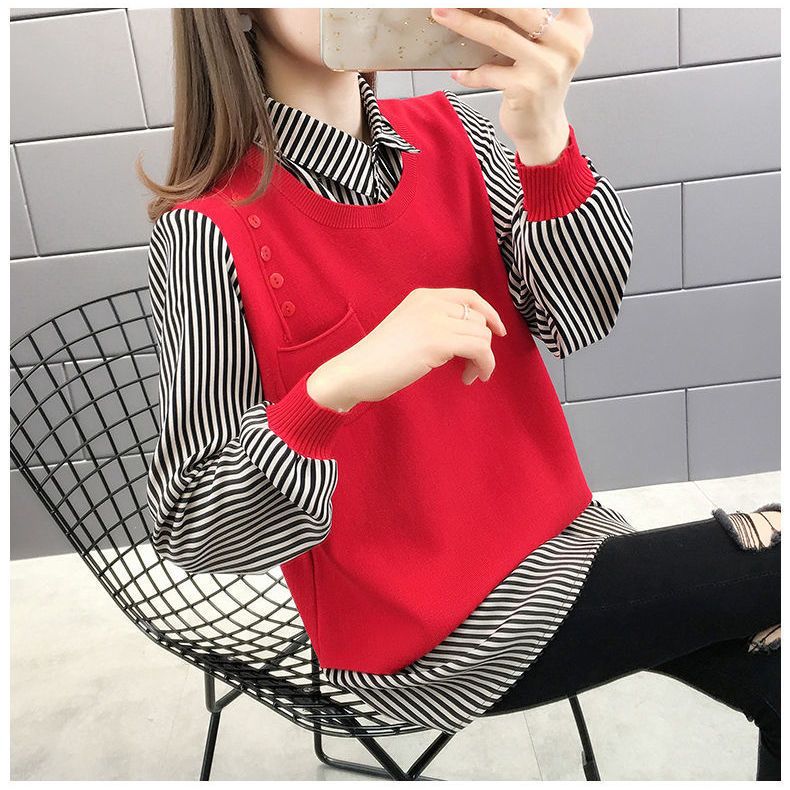 Women's Clothing Women's Tops Long Sleeved Shirt Collar Spring And Autumn Long Sleeved Loose Large Size Outer Wear Knitted Sweater Jacket_voghion.com