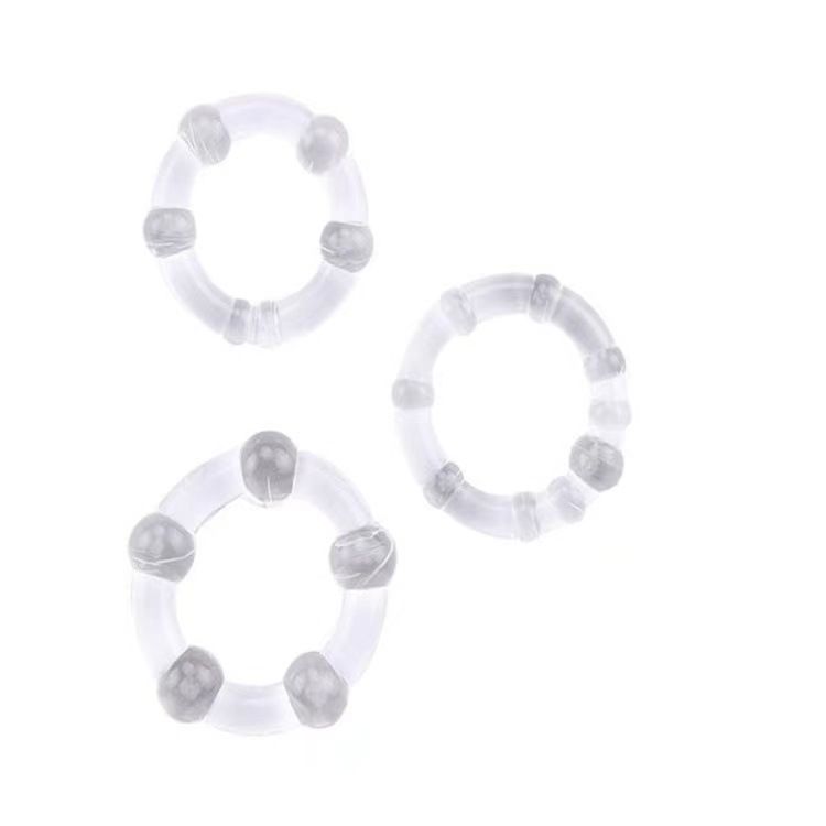 Smooth bead-locked semen ring, three-color ring, JJ ring, raised dot couple delay ring, adult erotic male products_voghion.com