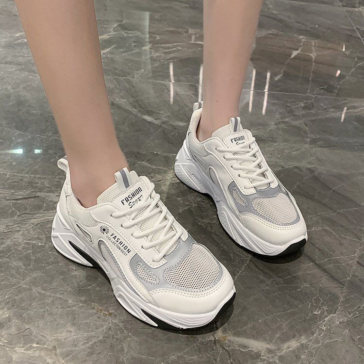 Daddy Schuhe frauen Neue Student Dicken Sohlen Atmungsaktive Mesh Sport Casual_voghion.com