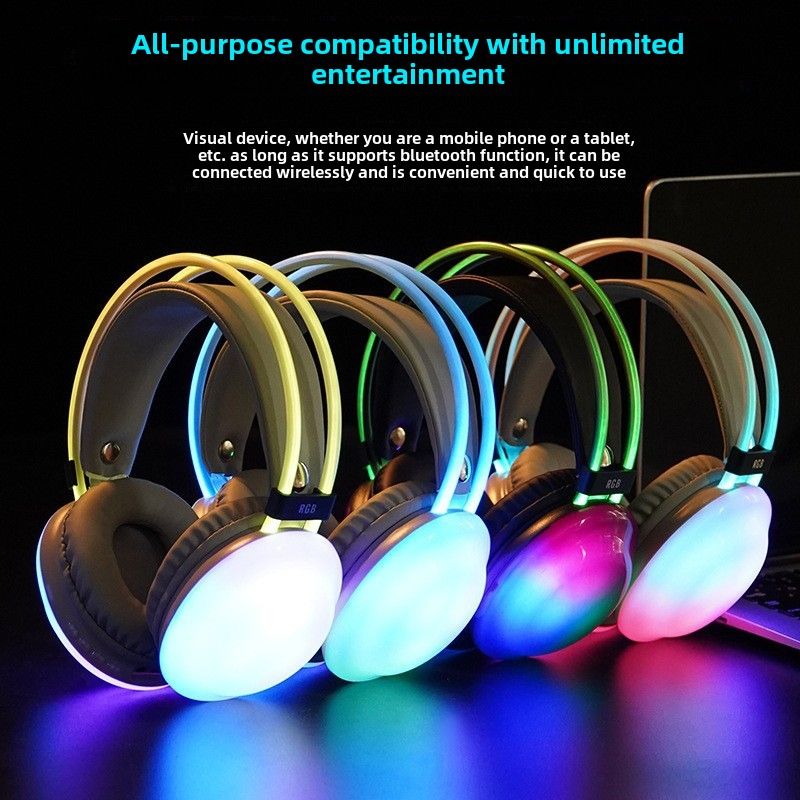 Y680 Cuffie luminose Cuffie Bluetooth Cuffie wireless competitive con gioco luminoso RGB Cuffie con bassi pesanti Marchio auricolare_voghion.com