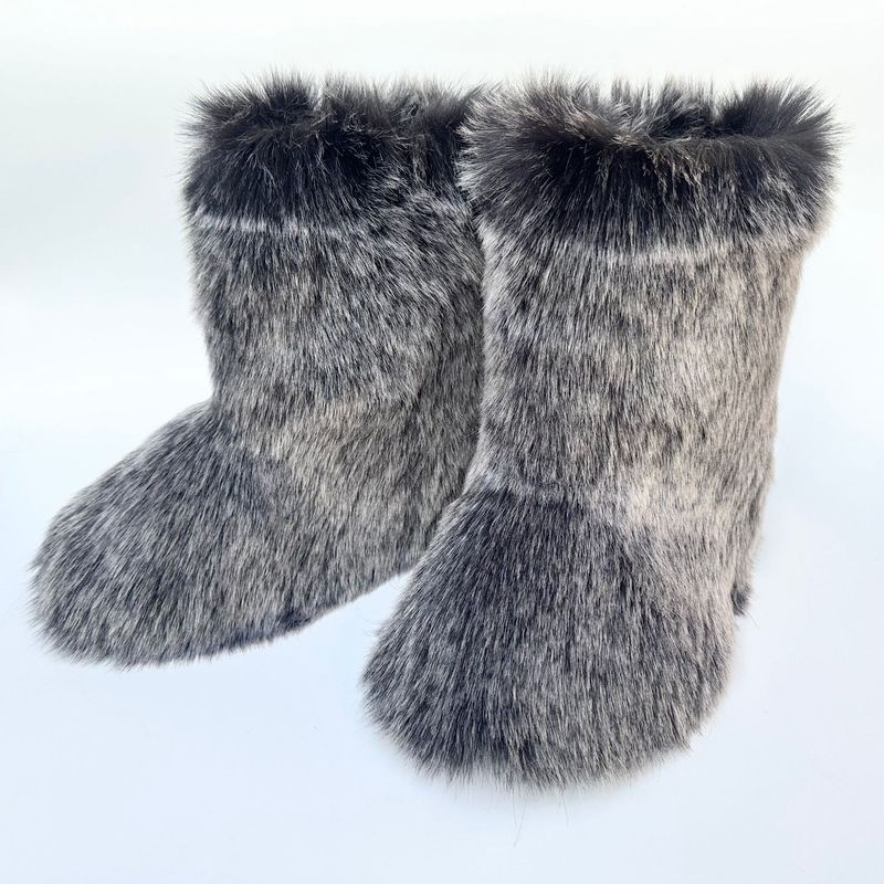 Bottes de neige en fourrure de renard raton laveur européennes et américaines Shibuya Spice Girls épaisses de grande taille et de taille moyenne_voghion.com