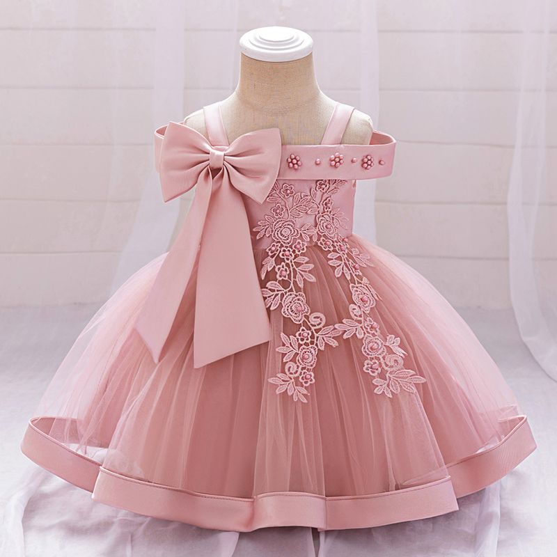 Abito da sposa per bambina 2025 (70-100 cm) | Tutù da principessa con ricami di perle e spalle scoperte per eventi estivi_voghion.com