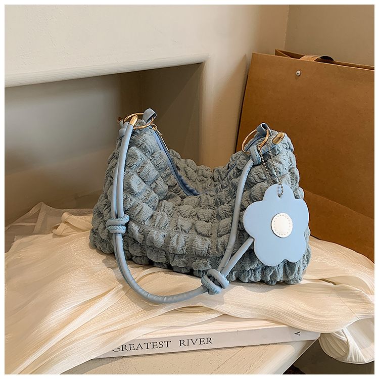 Bubble Flower Cylinder For Women 2024 New Korean And Japanese Style Girl Single Shoulder Handheld Lunch Bag Color Block_voghion.com