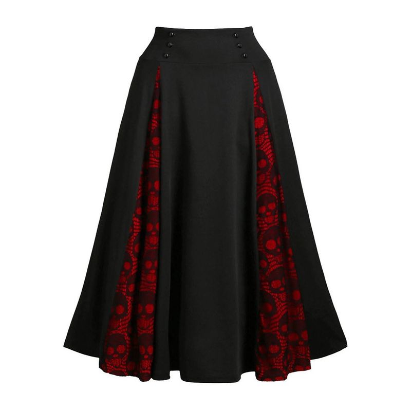 Heißer verkauf Mode 2024 Frühjahr Neue Vintage Chic Weibliche Röcke Midi Frauen Taille Rock Plus Größe Hohe Plissee Gothic Ropa_voghion.com