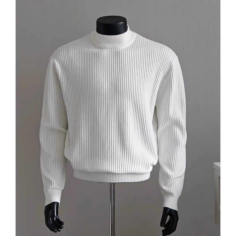 Maglione a collo alto a coste da uomo – Pullover oversize in maglia Cleanfit, misto cotone traspirante per abbigliamento casual e a strati (7 colori, dalla M alla 4XL)_voghion.com