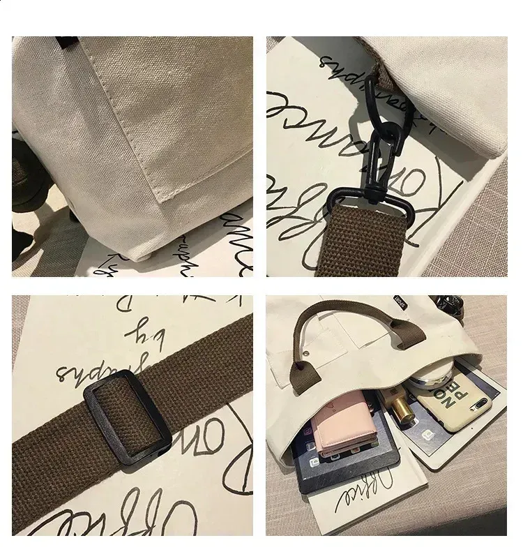 Modische Canvas-Tasche, Handtasche für Studentinnen, Schultertasche, großes Fassungsvermögen, einfarbig, Shopper, lässige Umhängetasche für Damen, 240731_voghion.com