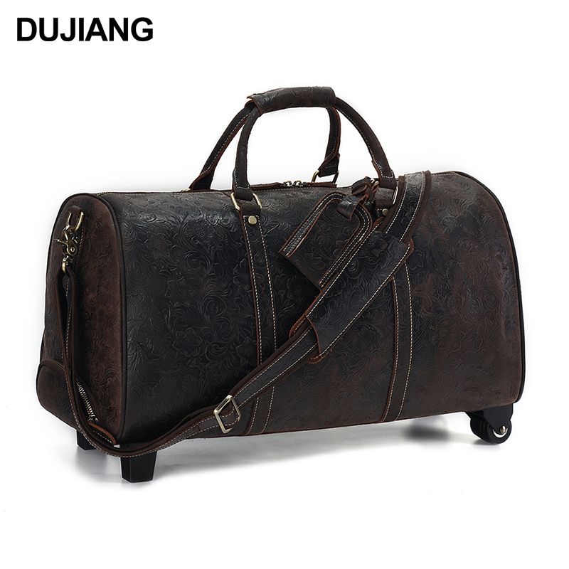 Neu Hochwertiges Echtledergepäck mit großer Kapazität Rollreisetasche für Geschäftsreisen Herrenkoffer_voghion.com