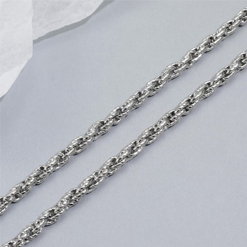 Trendy Hip Hop Halskette fir Jongen, Einfach a Basis Plain Kette, Titan Stahl Indentatioun, Duebel Woven Kette, Twisted Rope Halskette_voghion.com