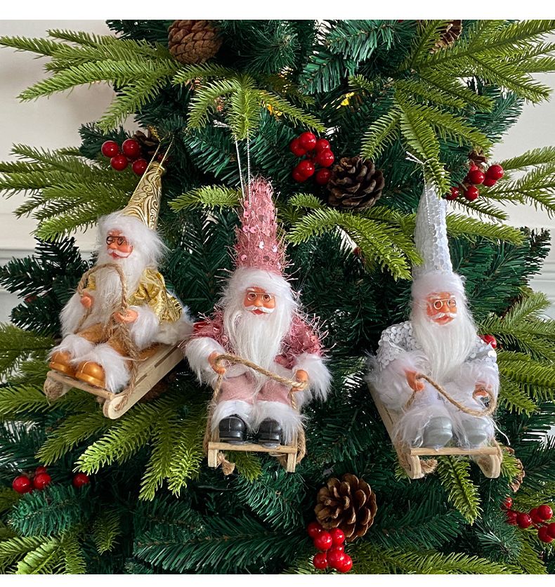 Noel Baba Bebek Süsü - 6 Benzersiz Şapka Stiliyle (Kırmızı Keçe, Ekose, Simli ve Daha Fazlası) Yumuşak Vinil Noel Ağacı Süsleri_voghion.com