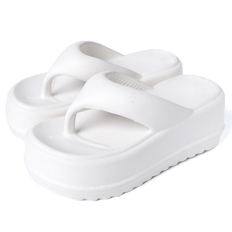 EVA thick-soled high-heeled flip-flops women's non-slip soft bottom stepping on feces feeling pinch-toe flip-flops for women_voghion.com