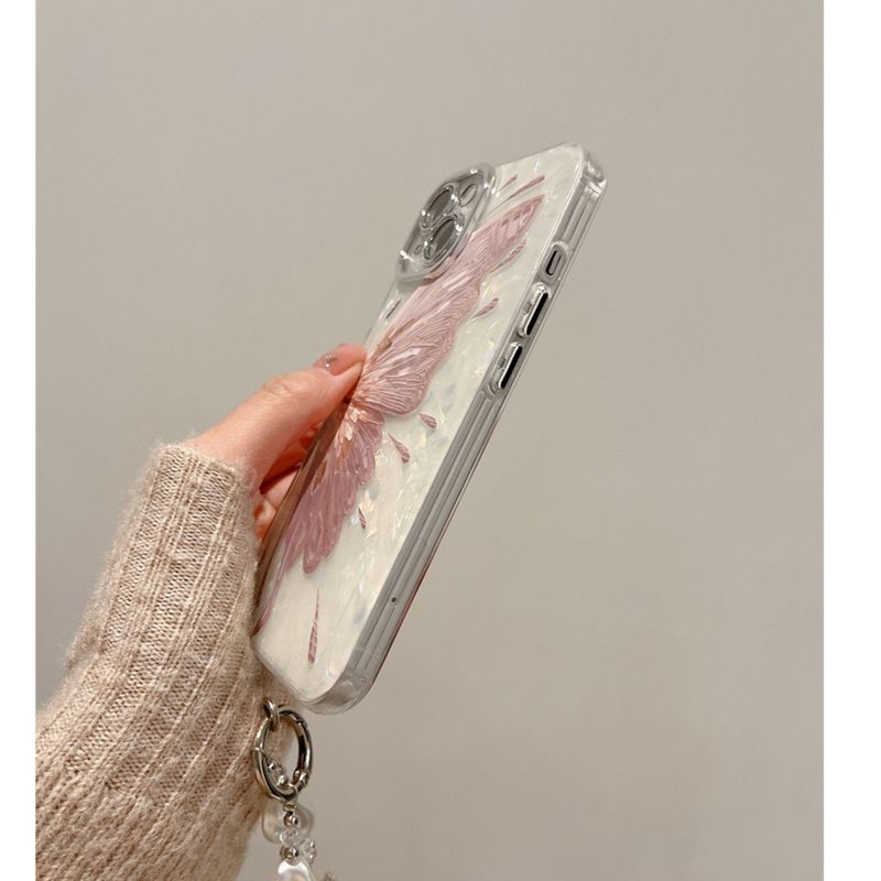 Ins style crystal powder half butterfly bead chain suitable for iPhone 15/14 ProMax 13 Promax/12 phone 11 anti_voghion.com
