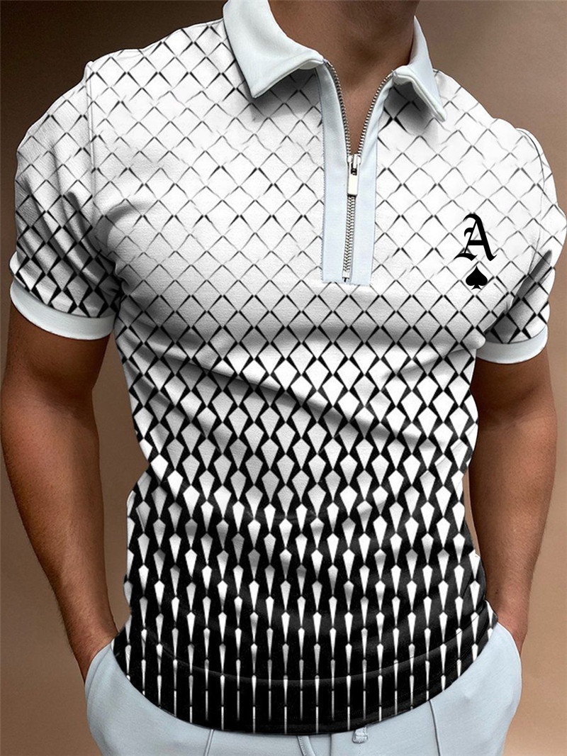 Vīriešu 3D ar īsām piedurknēm T-kreklu žakete Polo krekls Liela izmēra pludmales modes logotips ar īsām piedurknēm_voghion.com