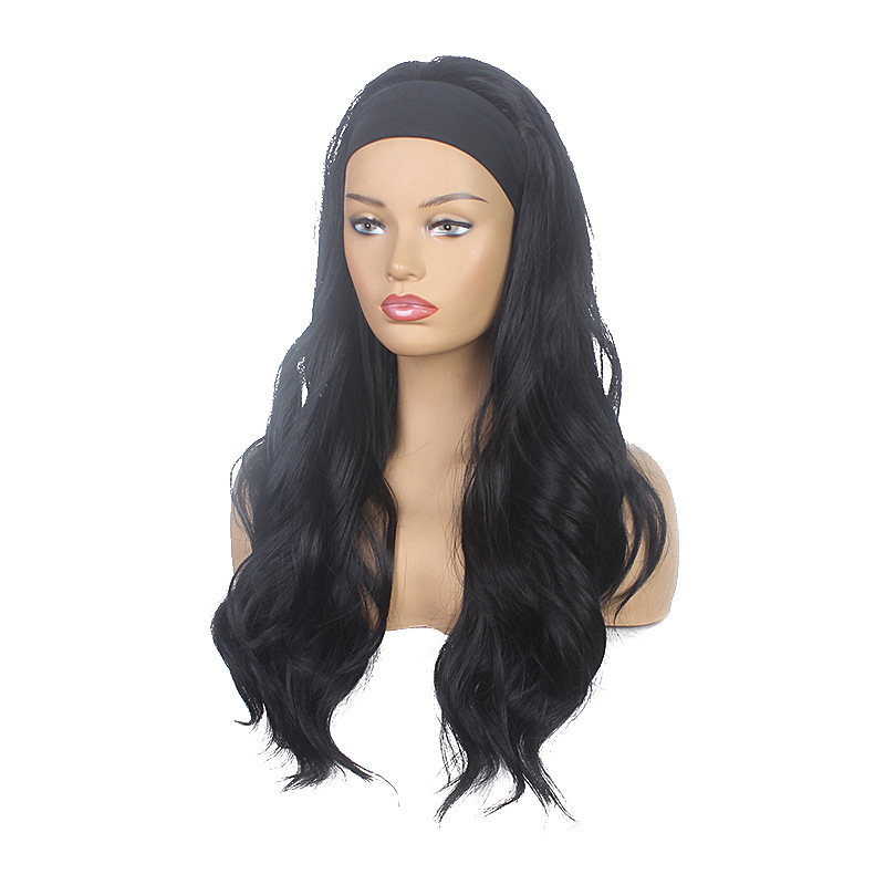 Synthetic Women's Curly Long Straight Hair, Synthetic Fiber Hair Band Wig Cover, New Customized Headband_voghion.com