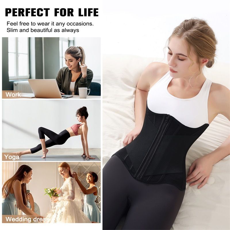 VoleFox Womens Yoga Belt Zipper Waist Trainer For Tummy Control Workout Slimming Waist Cincher For Hourglass Shape_voghion.com
