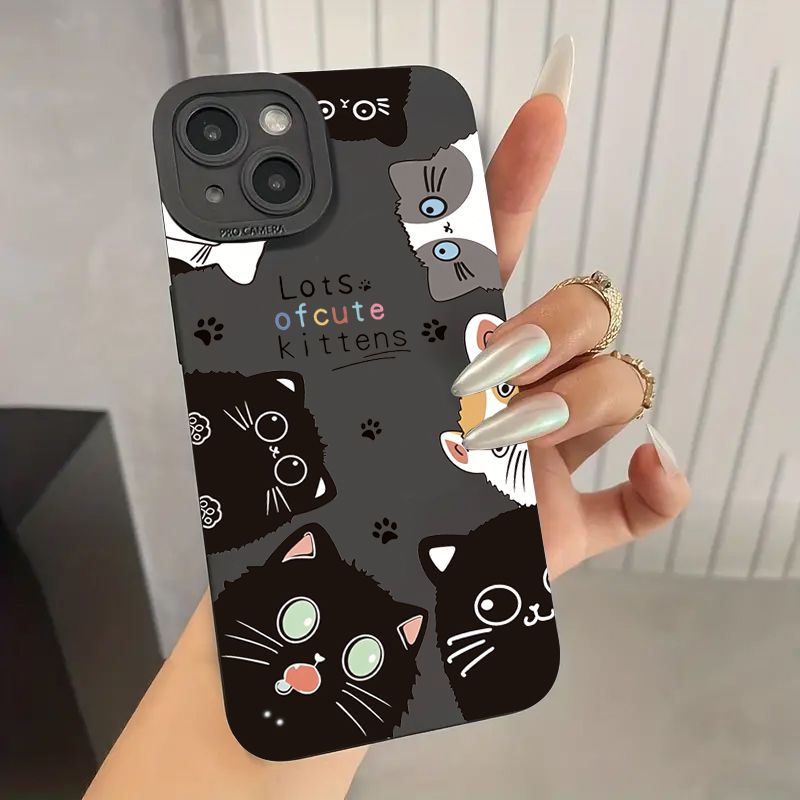 Custodia per telefono in silicone con gatto dei cartoni animati per Samsung Galaxy S25 S24 S23 Ultra S22 Plus S21 FE A16 A14 A13 A34 A54 A33 A52 Cover morbida_voghion.com