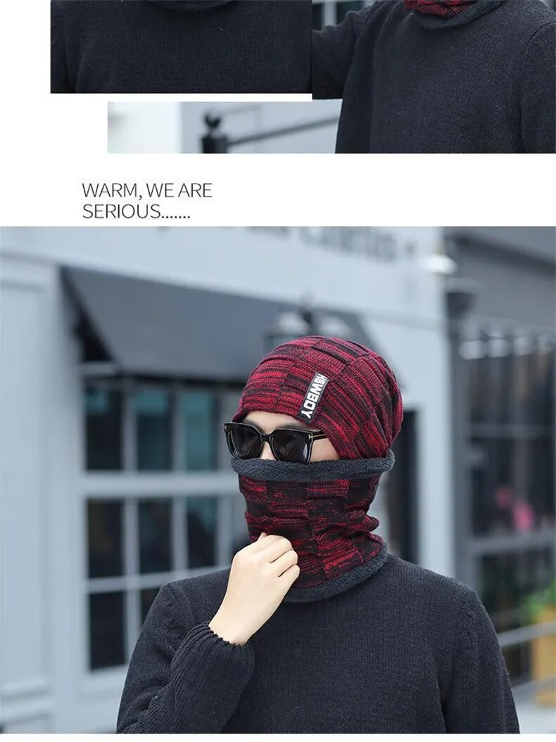 Inverno per uomo donna pullover sciarpa tuta Plus Veet foderato in pile per bambini berretto caldo spesso berretto da uomo lavorato a maglia_voghion.com