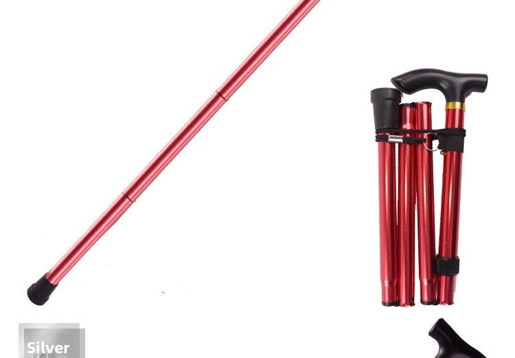 Five-Section Folding Ultra-Short Trekking Pole Climbing Travel Hiking T-Handle Cane Five-Level Adjustment Telescopic_voghion.com
