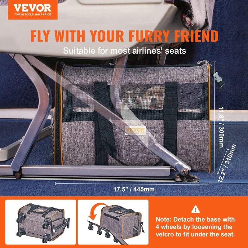 Shoulder Handle And Wheels, Carrier Dog Carrier Approved Rolling With Whee Strap, Cat With Airline Pet Telescopic Carrier With_voghion.com