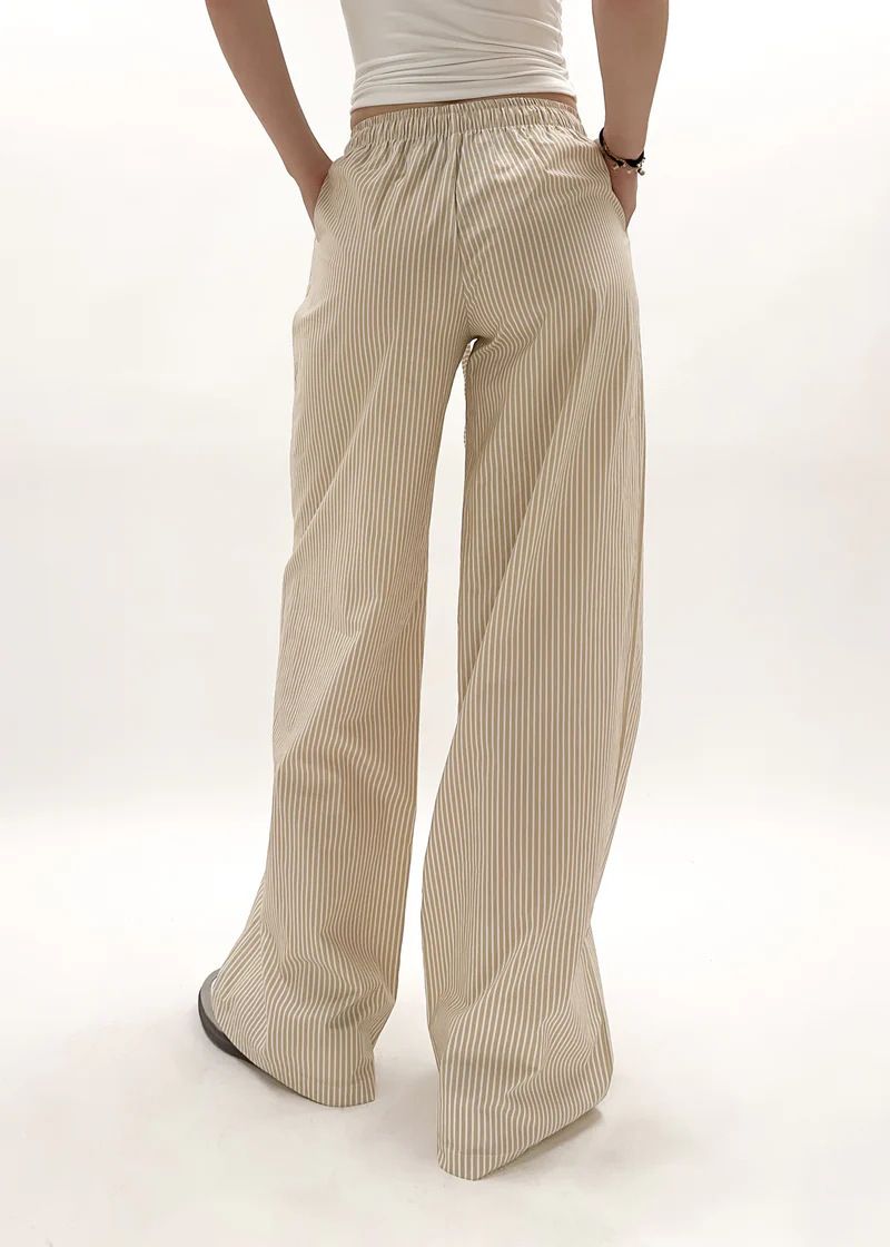 Ensemble 2 pièces pour femme, chemise décontractée à col rayé, bretelles simples et pantalon large, nouvelle collection 2025_voghion.com