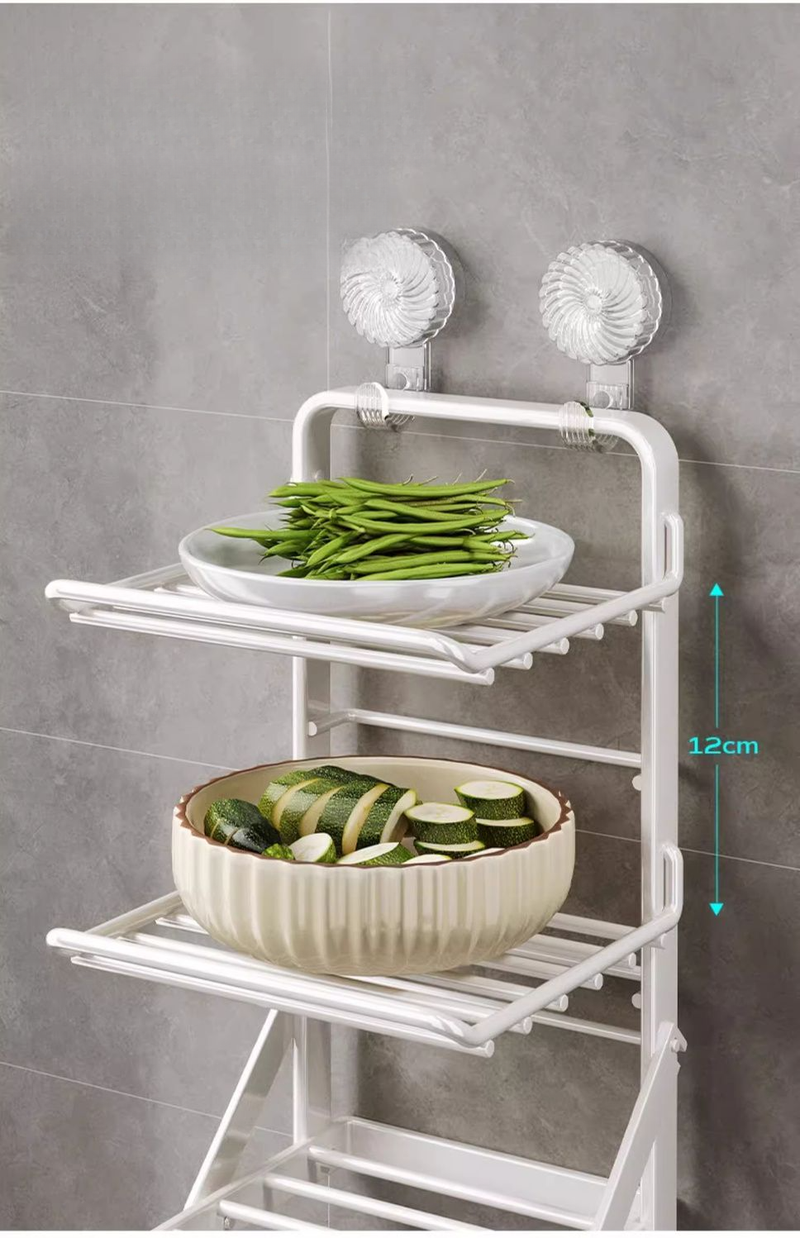 Küchenvorbereitung mit Saugnapf, multifunktionales, wandmontiertes, mehrschichtiges, faltbares Gemüseregal für die Arbeitsplatte_voghion.com
