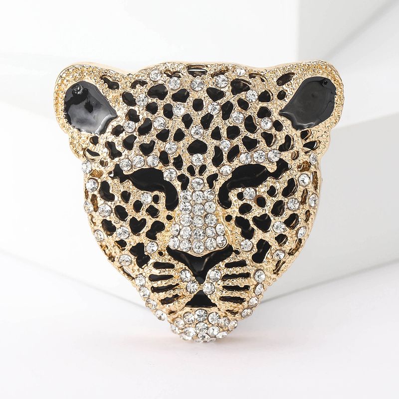 Fashion Rhinestone Leopard Head Alloy Accessory Versatile Animal Pin Brooch_voghion.com