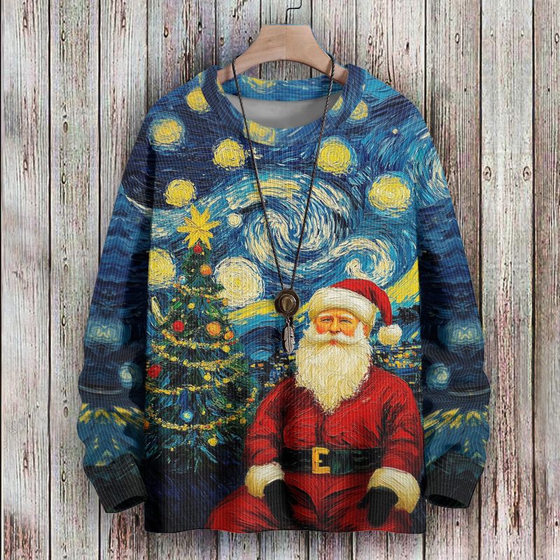 spring and autumn new Christmas 2 casual fashion men's shirt long sleeved round neck ribbed knitted sweater_voghion.com