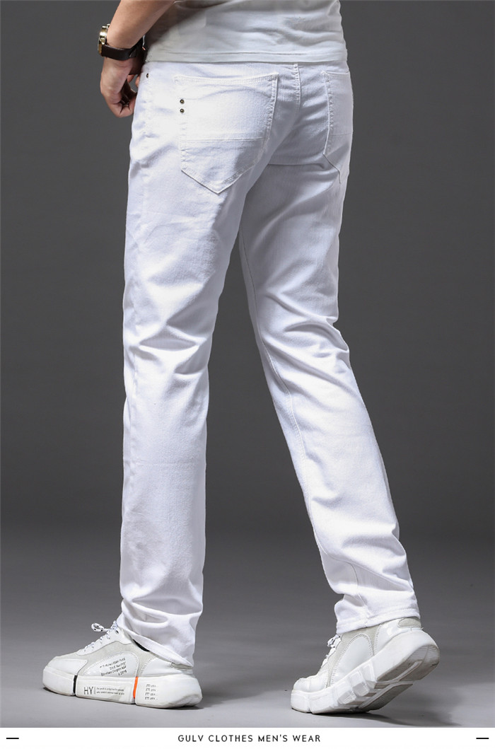Herre Hvite Jeans Mote Avslappet Klassisk Stil Slim Fit Myke Bukser Herremerke Avanserte Stretchbukser_voghion.com