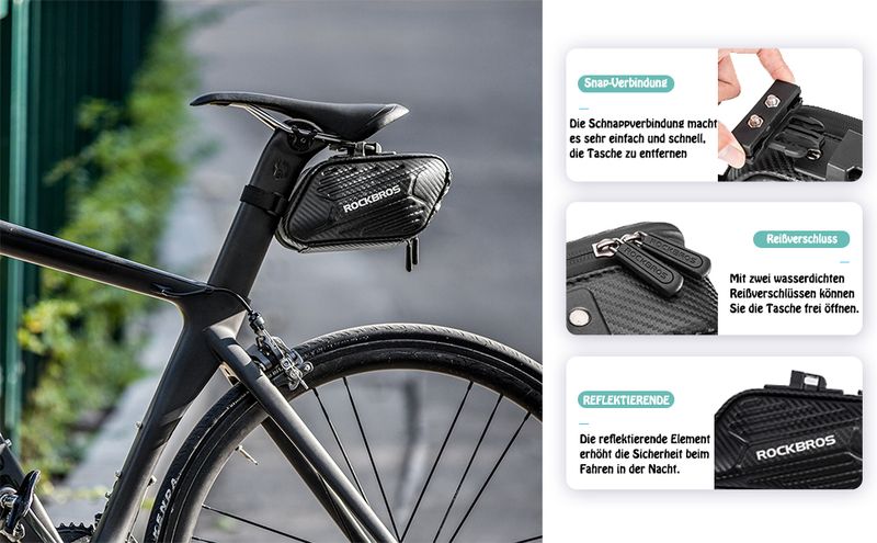 ROCKBROS Borsa da sella per bicicletta Borsa da sella per bicicletta Bici da strada Impermeabile 1,5 L DHL_voghion.com