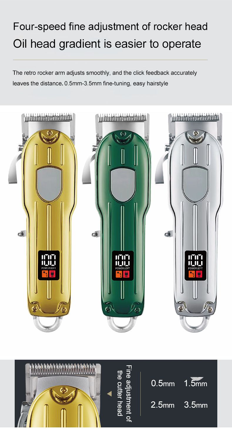 Professional Hair Clipper With Titanium Alloy Blades, LCD Display, Rechargeable Cordless Hair Trimmer For Men & Women, Detachable Washable Blades_voghion.com