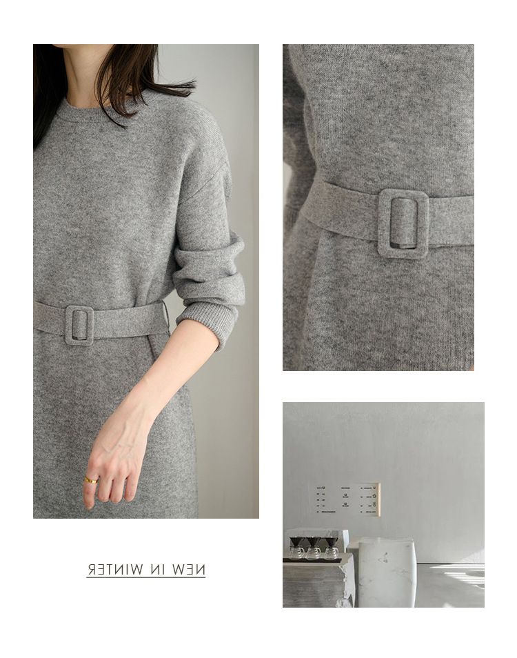 2023 High-End-Strickpullover für Herbst und Winter, mittellang, mit Mantel innen, lässiges, lockeres Kleid_voghion.com