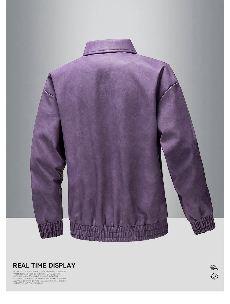 Herren Lederjacke Motorrad Rennanzug Stehkragen Herrenjacke_voghion.com