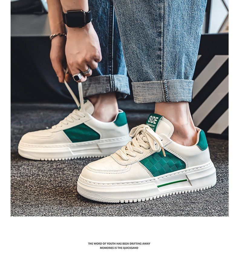 Neue atmungsaktive weiße Turnschuhe für Herren im Herbst für männliche Studenten, vielseitige Sport- und Freizeitschuhe mit dicken Sohlen, trendige Boardschuhe_voghion.com