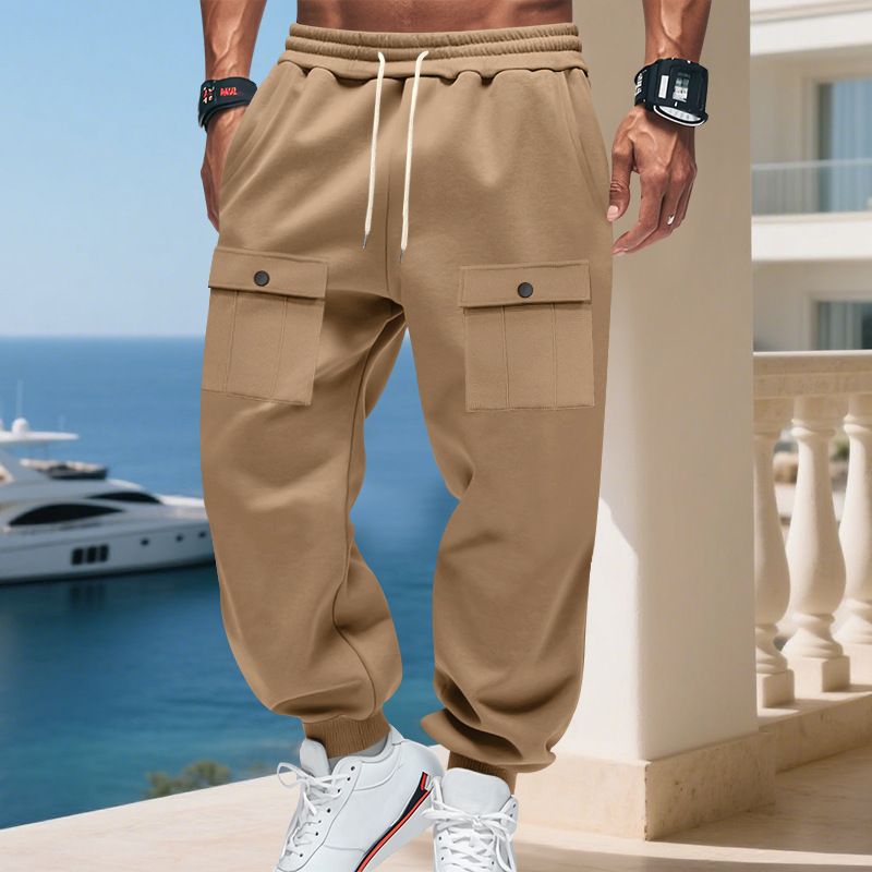 Schwere Cargohose mit Fleecefutter für Herren – Winter-Arbeitskleidung, Outdoor-Jogginghose mit mehreren Taschen (S–XXXL, einfarbig)_voghion.com