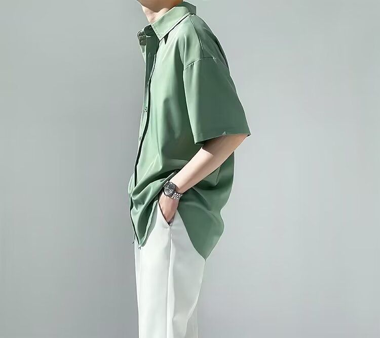 Men's Slim-Fit Polo Shirt – Breathable Silk-Blend, Korean-Inspired Streetwear, Minimalist Luxury (M-3XL, Summer Essential)_voghion.com