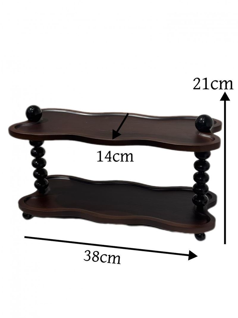 Schreibtisch-Organizer aus Walnussholz mit 2 Ebenen – kein Zusammenbau erforderlich, Mehrzweck-Regal zur Präsentation von Make-up und Schmuck (rustikaler Bauernhausstil)_voghion.com
