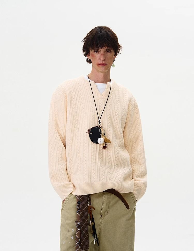 Herren Vintage Zopfmusterpullover – CleanFit Oversized Pullover (M-3XL, Polyestermischung, knitterfrei)_voghion.com