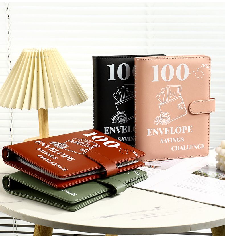 100 Zarflık Tasarruf Klasörü - Bütçeleme İçin A5 Nakit Zarf Sistemi, 29 PP Sayfalı 6 Halka Düzenleyici, Cüzdan Tipi (Birden Fazla Renk)_voghion.com