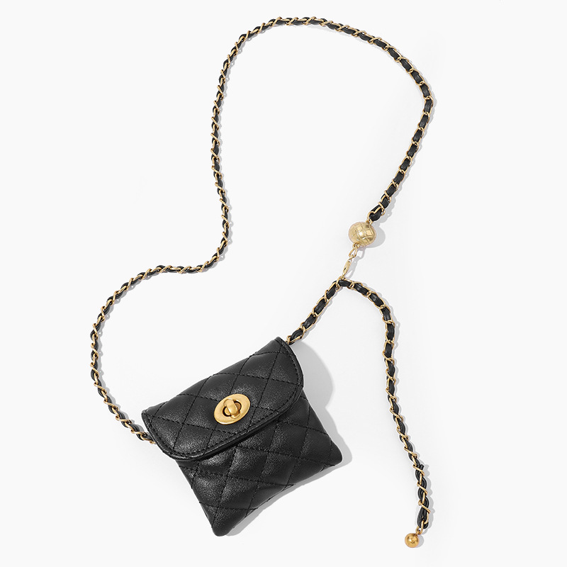 Dames Riemen Gouden Balketting Crossbodytas Heupketting Modieus Schattig Geborduurd Draad Diamant Kindermunt Heuptas Trendy Klein Geur_voghion.com