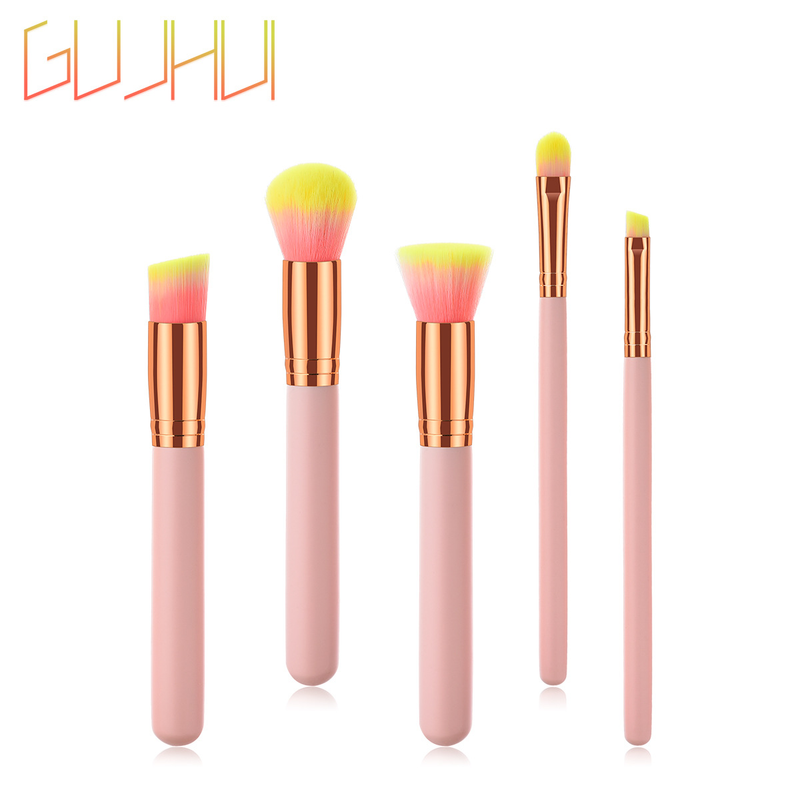 5-teiliges Make-up-Pinsel-Set, Beauty-Tools, Schwarz, Schwarz, Gold, Schwarz, Silber, loser Puderpinsel, Flachpinsel, GUJHUI_voghion.com