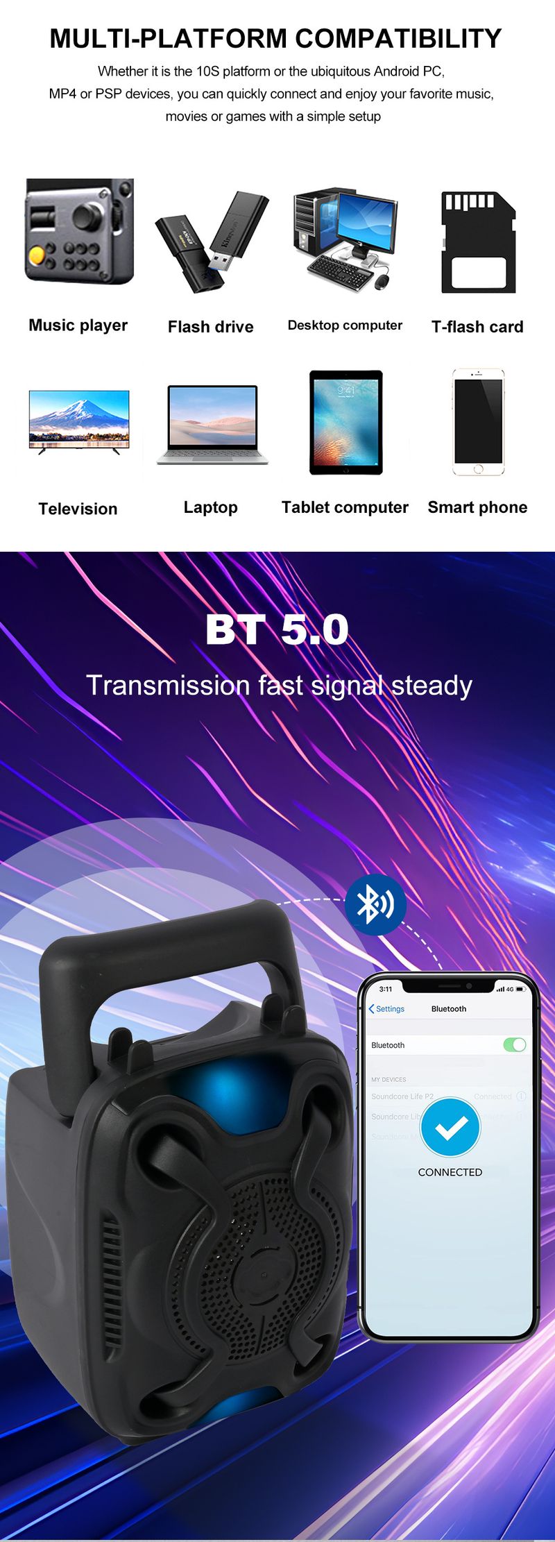 ZQS1365W Lantern Bluetooth hangszóró rádióval és USB töltővel_voghion.com