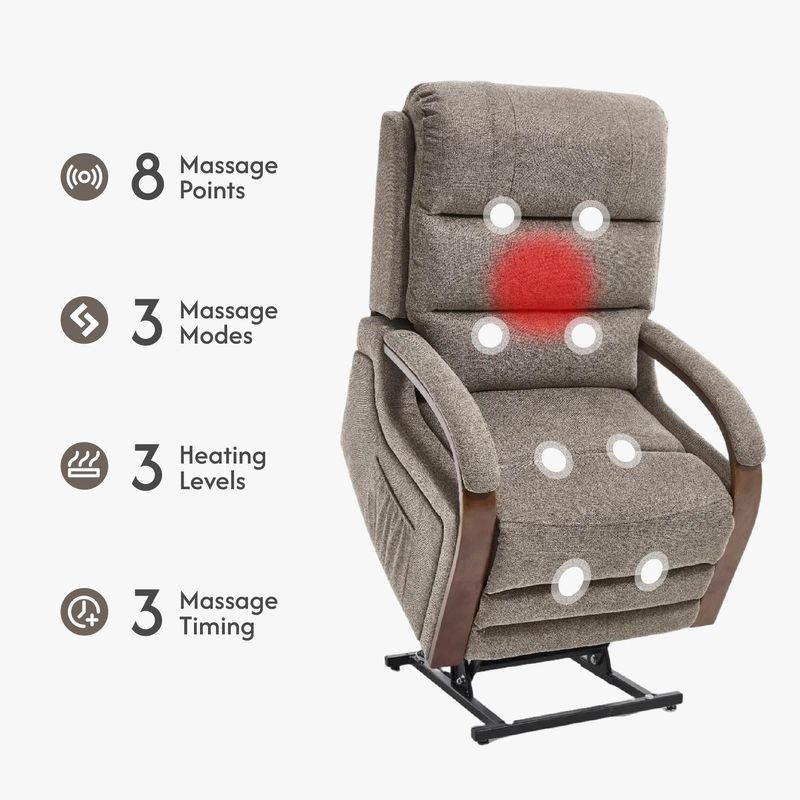 Recliner Chair For Adults, Massage Fabric Small Recliner Home Theater Seating With Lumbar Support, Adjustable Modern Reclining Chair With Padded Seat Backrest For Living Room, Brown_voghion.com