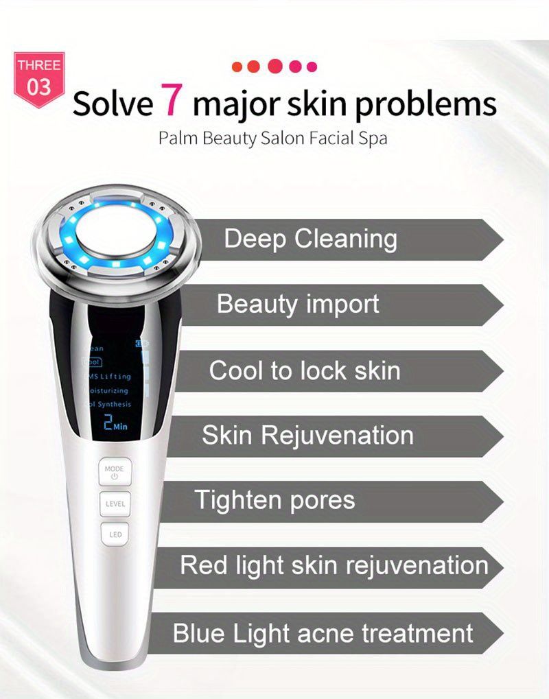 Mésothérapie du visage électroporation LED Photon soins de la peau Lifting du visage serrer l'élimination des rides soins des yeux RF Machine de raffermissement de la peau_voghion.com