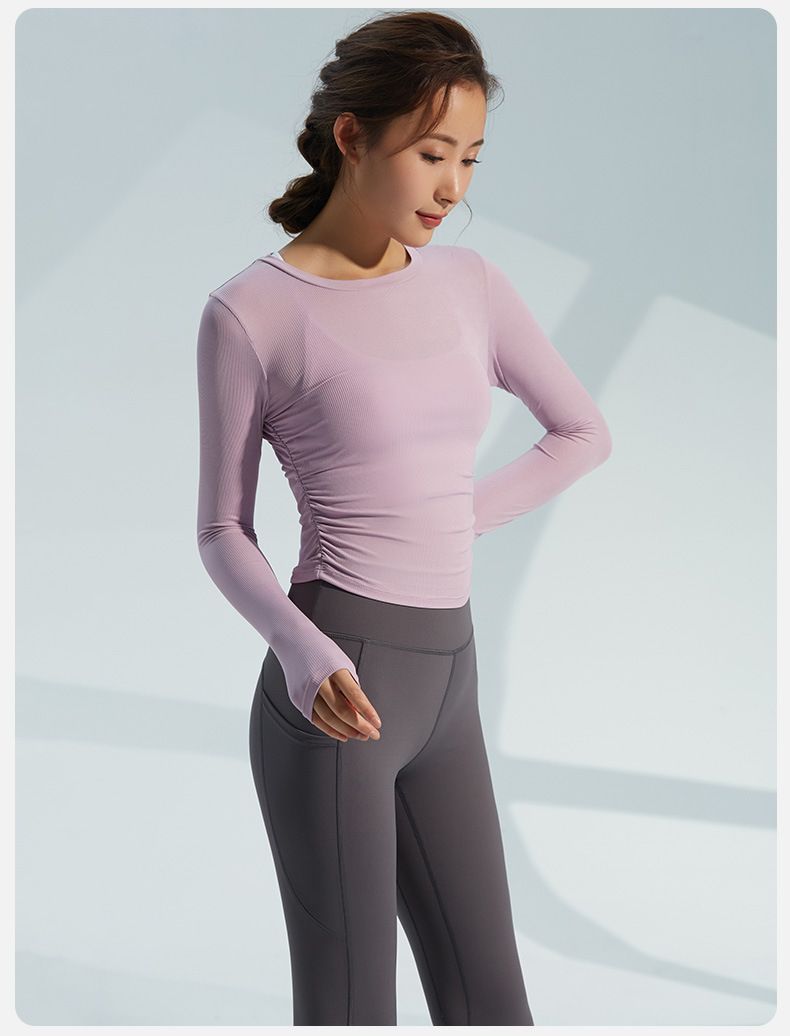 Women's Clothing Running Cover Ups Slim Fit Pullover Tight Fit Sports Tops Short Fitness Long Sleeves_voghion.com