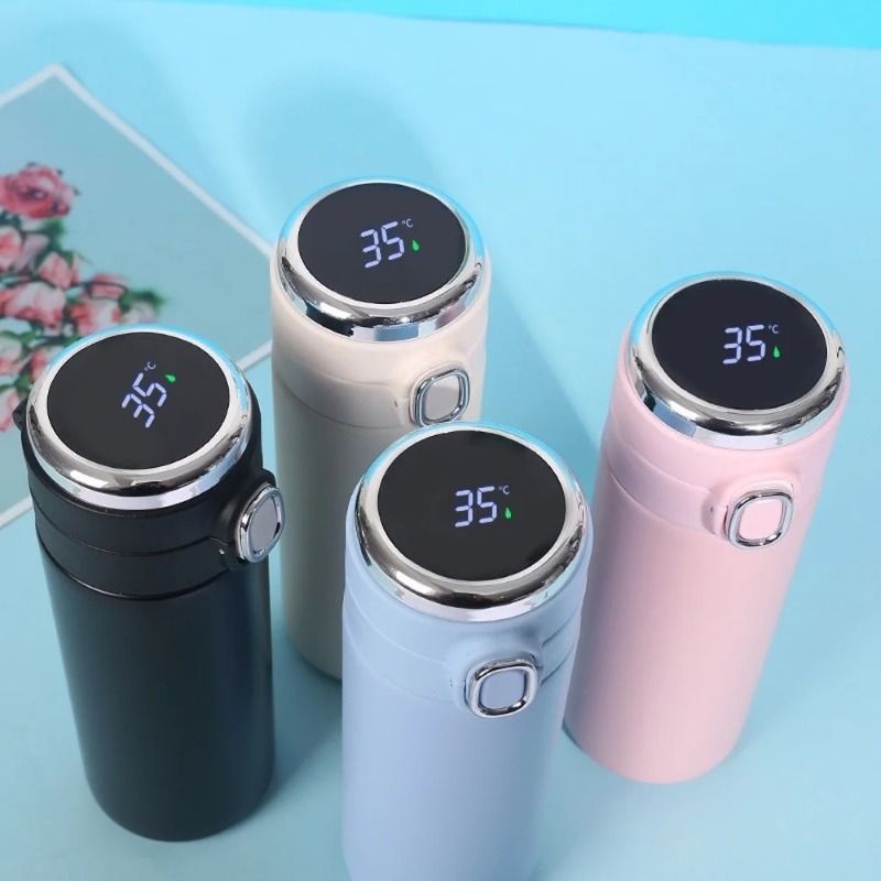 Slimme temperatuurweergavebeker - 24 uur vacuümgeïsoleerde roestvrijstalen beker met drukdeksel (420 ml, 4 kleuren)_voghion.com