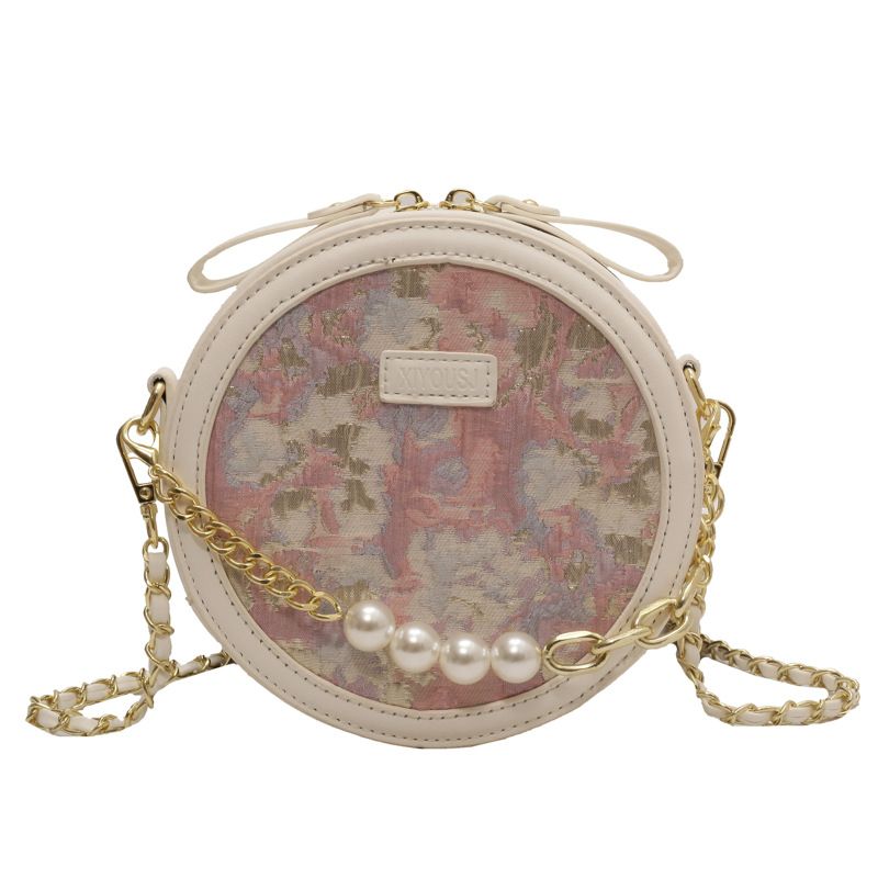 Borsa a tracolla piccola rotonda versatile con catena estiva, modello a torta, con tracolla a catena, modello a tracolla, stile di nicchia, alla moda per donna, 2025_voghion.com