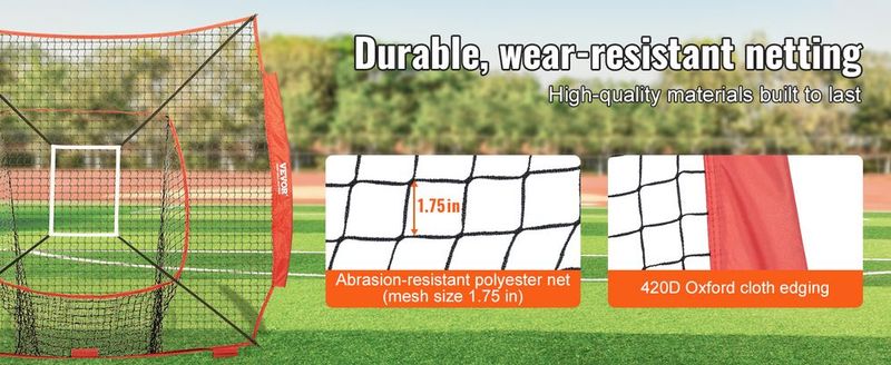 VEVOR 7x7 Ft Baseball Softball Practice Net, Portable Baseball Training Net For Hitting Batting Catching Pitching, Backstop Baseball Equipment Training Aids With Strike Zone_voghion.com