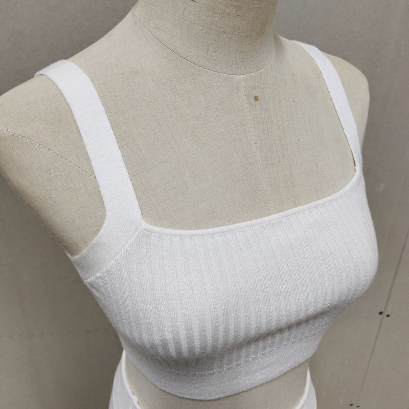 Summer Knitted Tank Top+Half Women's Elegant Sleeveless Short Top Pleated Skirt Set_voghion.com