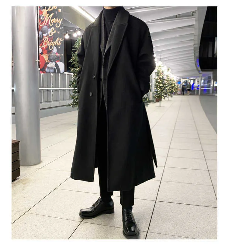 Trench 2022 nuova moda manica cappotto caldo giacche lunghe per uomo autunno e inverno uomo casual allentato monopetto_voghion.com