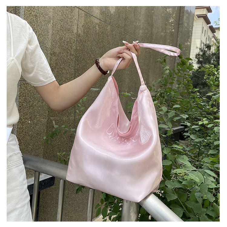 Sac à main coréen en soie double face pour femme, sac seau décontracté à bandoulière_voghion.com
