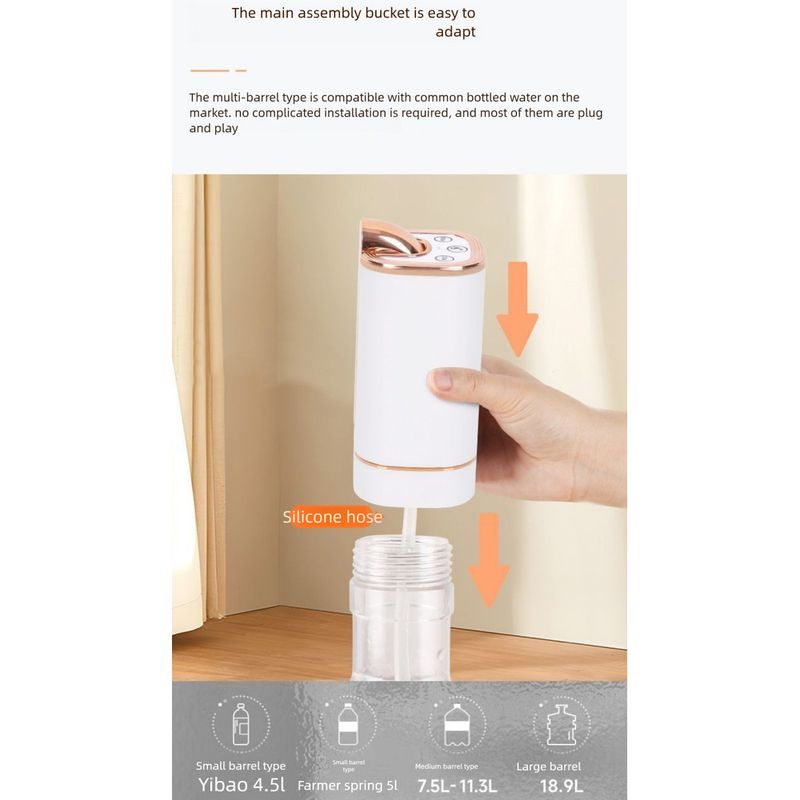 Pompa elettrica silenziosa Miyoupin, distributore automatico di acqua per uso domestico ricaricabile, piccolo_voghion.com